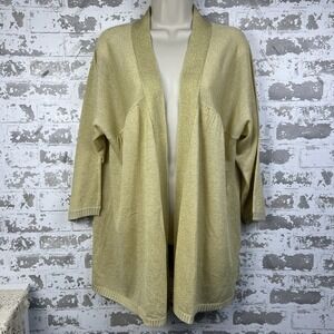 Babydoll Cardigan Beige Metallic Gold Open Front Sz 1XL Sparkle Y2K Festive